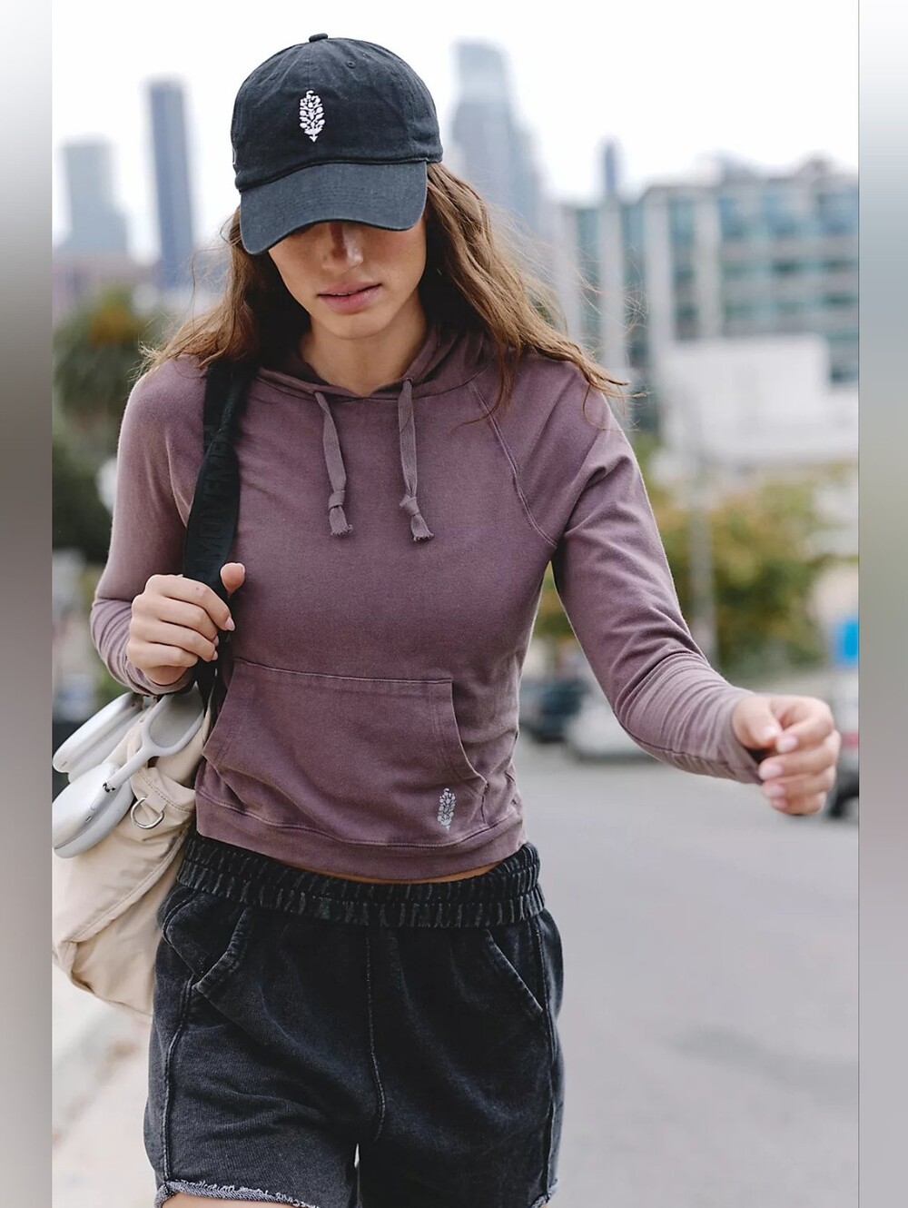 🪷NWOT Free People FP Movement Hot Shot Hooded Long Sleeve In Cocoa, M 🌙